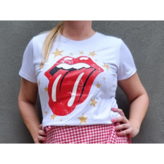 Remera blanca Stone lengua roja