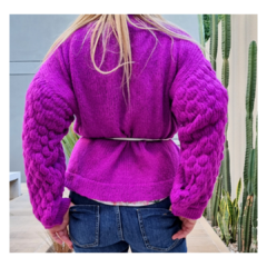 Imagen de Saco lana mohair corto mangas burbujas púrpura