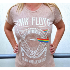 Remera estampada Pink Floyd arco iris beige