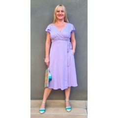 Vestido lino lurex elastizado Chicas del Cable lila - ALADA