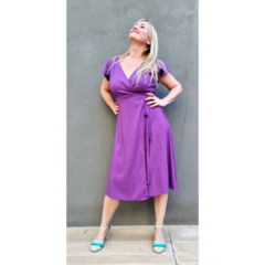 Vestido lino lurex elastizado Chicas del Cable púrpura - comprar online