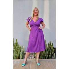 Vestido lino lurex elastizado Chicas del Cable púrpura - ALADA