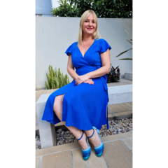 Vestido lino lurex elastizado Chicas del Cable azul francia en internet