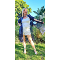 Kimono gasa traslúcida lunares multicolor azul - ALADA