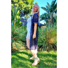 Kimono gasa traslúcida lunares multicolor azul
