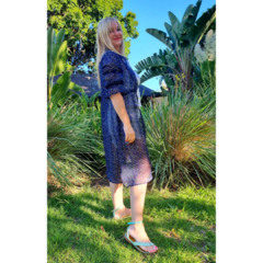 Kimono gasa traslúcida lunares multicolor azul - comprar online