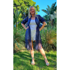 Imagen de Kimono gasa traslúcida lunares multicolor azul