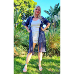 Kimono gasa traslúcida lunares multicolor azul en internet