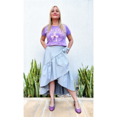 Falda Denim sastrera jean talle único gris - tienda online