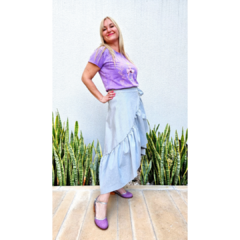 Falda Denim sastrera jean talle único gris - tienda online