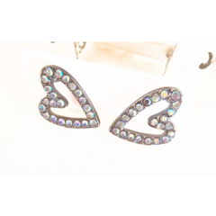 Aros corazón strass tornasol