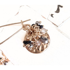 Aros medalla con canutillos tonos negro y gris - comprar online
