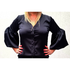 Camisa manga regulable Seda Negro