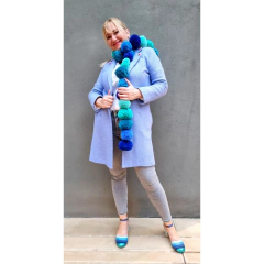 Tapado lana celeste con corazones - comprar online