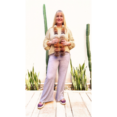 Pantalón lanilla wide leg lila melange - ALADA