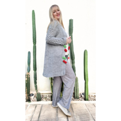 Pantalón lanilla wide leg gris melange en internet