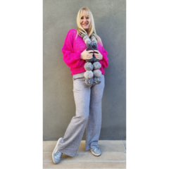 Pantalón lanilla wide leg gris melange - ALADA