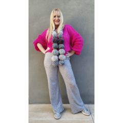 Pantalón lanilla wide leg gris melange en internet