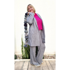 Pantalón lanilla wide leg gris melange - comprar online