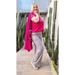 Pantalón lanilla wide leg gris melange - ALADA