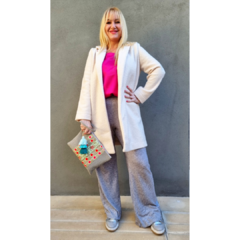Pantalón lanilla wide leg gris melange
