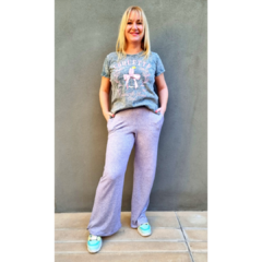 Pantalón lanilla wide leg lila melange en internet