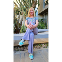 Pantalón lanilla wide leg lila melange