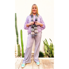 Pantalón lanilla wide leg lila melange en internet