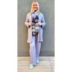 Pantalón lanilla wide leg lila melange - tienda online
