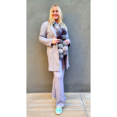Pantalón lanilla wide leg lila melange
