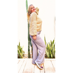 Pantalón lanilla wide leg lila melange - ALADA