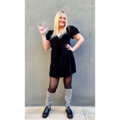 Vestido cruzado terciopelo Negro en internet