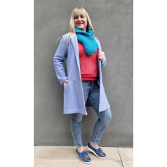 Tapado lana celeste con corazones - tienda online