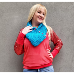Buzo plush rojo mangas tul de lentejuelas - tienda online