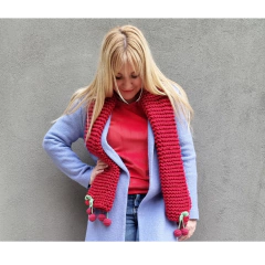 Tapado lana celeste con corazones - comprar online