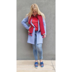 Tapado lana celeste con corazones - comprar online