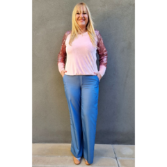 Pantalón denim camisero cintura elastizada