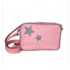 Bandolera rosa estrellas gris