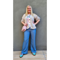 Pantalón denim camisero cintura elastizada