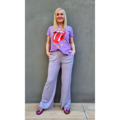 Imagen de Pantalón lanilla wide leg lila melange
