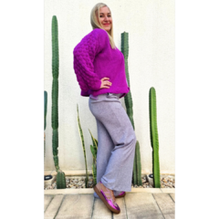 Imagen de Pantalón lanilla wide leg lila melange