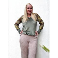 Imagen de Pantalón lanilla wide leg beige melange