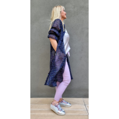 Kimono gasa traslúcida lunares multicolor azul - tienda online