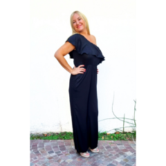 Mono un solo hombro negro, lino lurex - tienda online