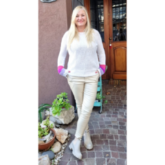 Sweater arco iris natural con lila - comprar online