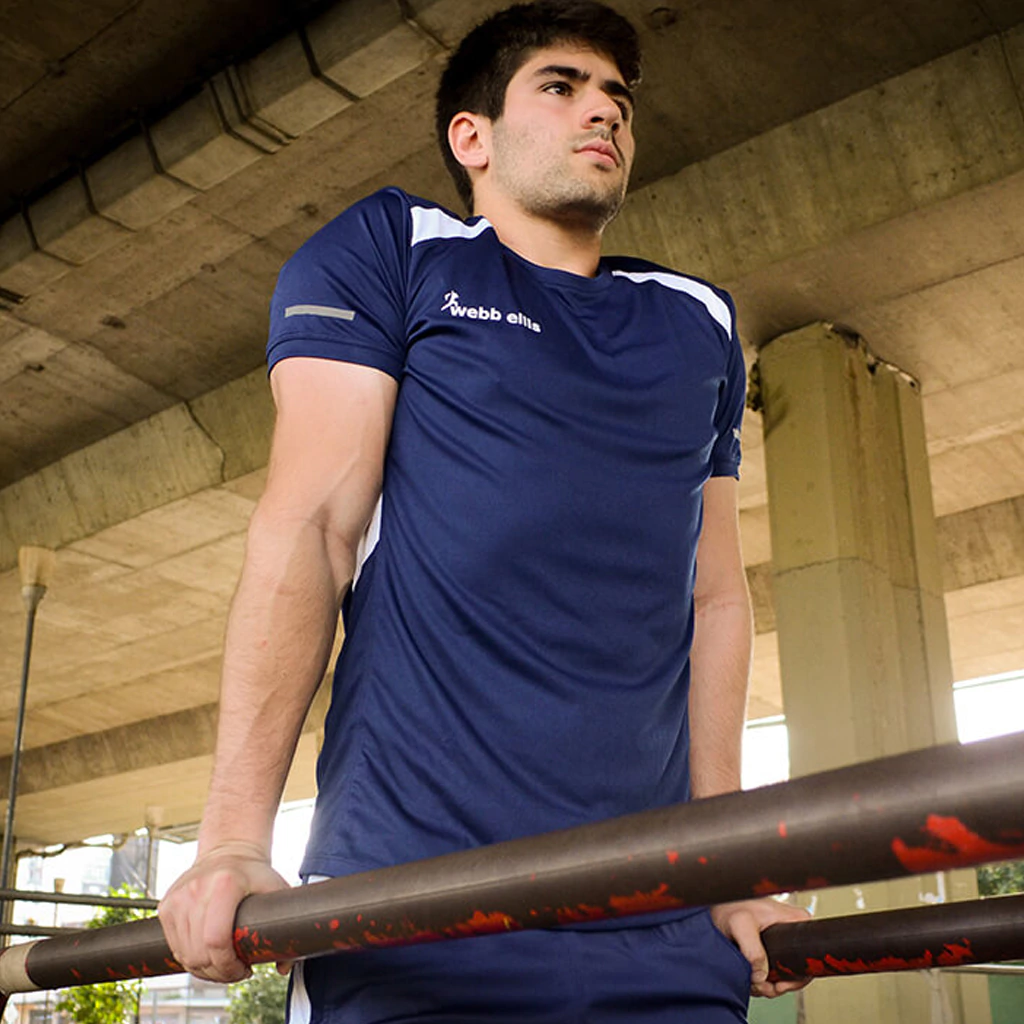 Remera Dry Fit INDIA - Azul Marino c/Blanco