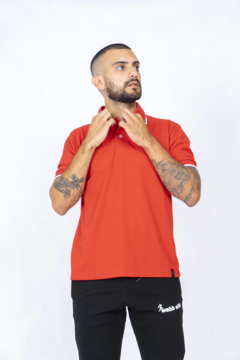 Chomba de Pique NIZA Basic - Roja C/ Vivo Blanco - comprar online