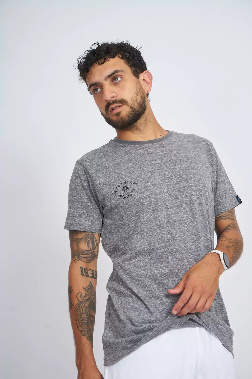 Remera Algodón Jaspeada - Gris Melange