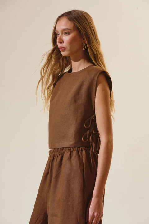 TOP CERDEÑA LINO CHOCOLATE - comprar online