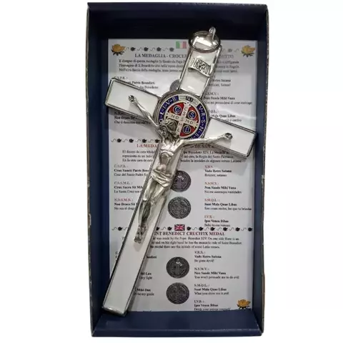 3 cruces Cruz Esmaltada De San Benito En Caja 20cm Crucifijo Italy - comprar online